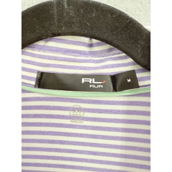 RLX Mens Purple White Striped Golf Performance Stretch Polo Shirt Size Medium - Picture 4 of 7